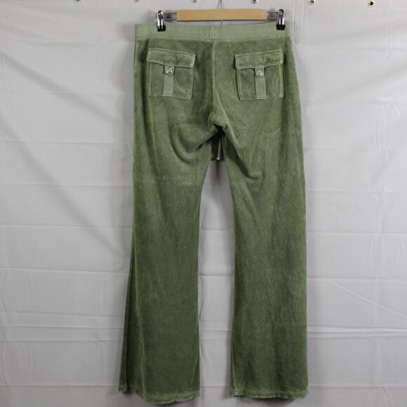 Vintage Y2K Juicy Couture M L Terry Cloth Tracksuit Flare Green Cargo Pocket - Picture 11 of 16